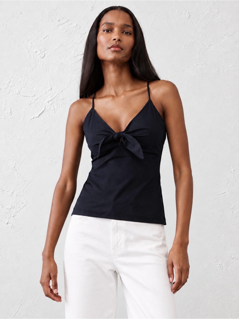 Banana Republic Navy Bow-Front Cotton Camisole Top Size M NWT